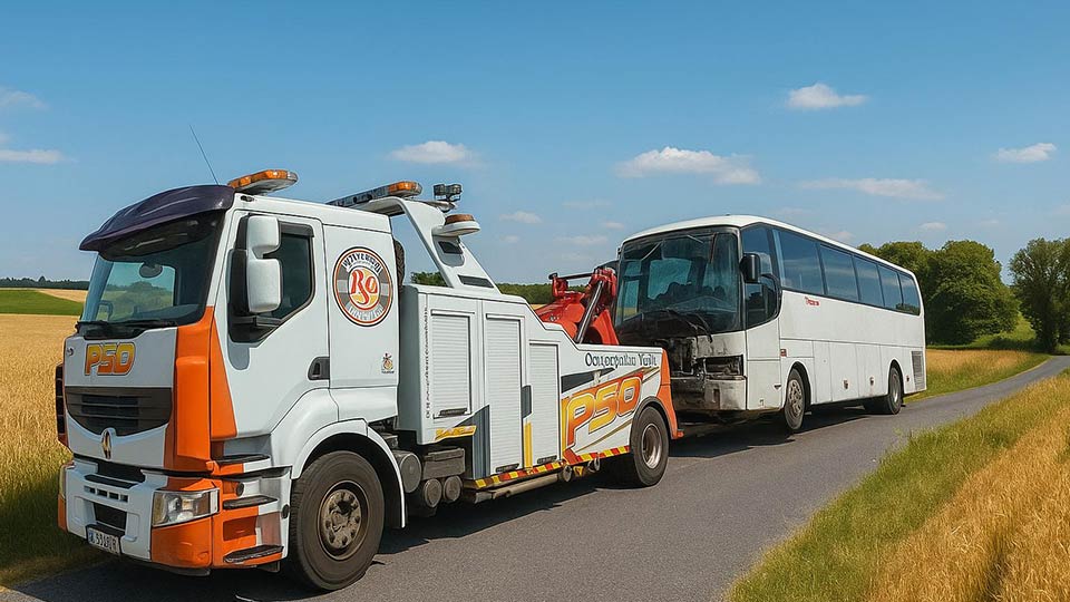 remorquage bus en panne sur autoroute